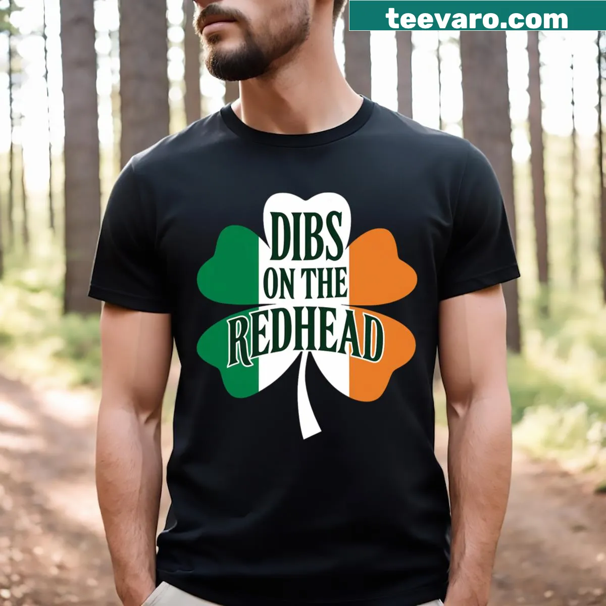 Funny St. Patrick's Day T-shirt with clover and playful text — on a men's t-shirt