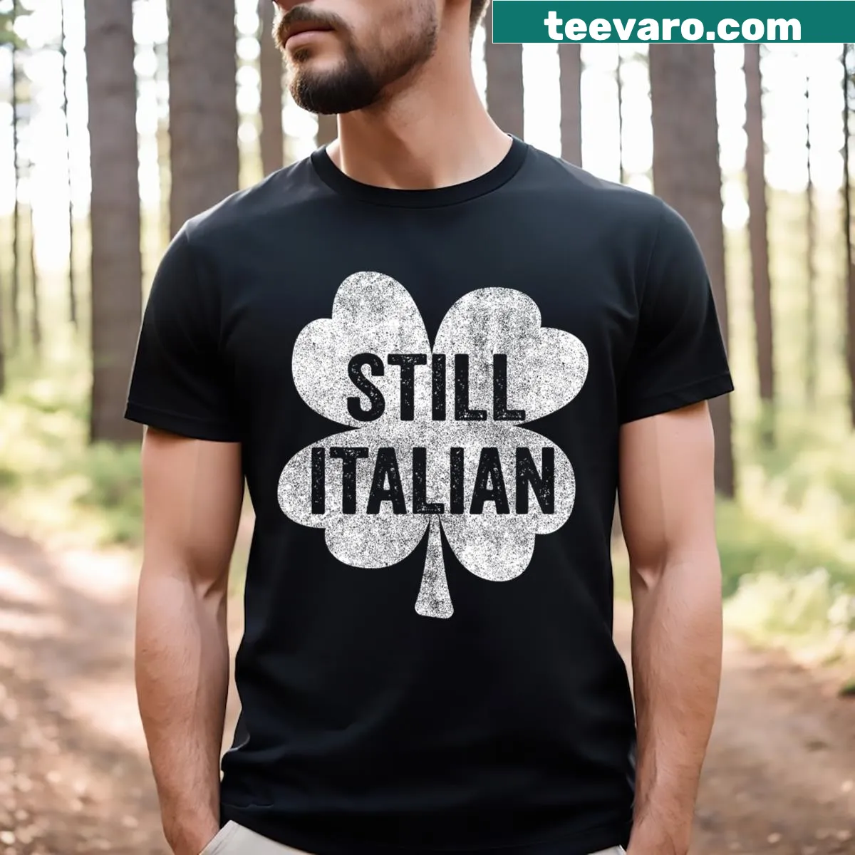 Funny t-shirt with shamrocks and humorous quote for St. Patrick's Day. — on a men's t-shirt