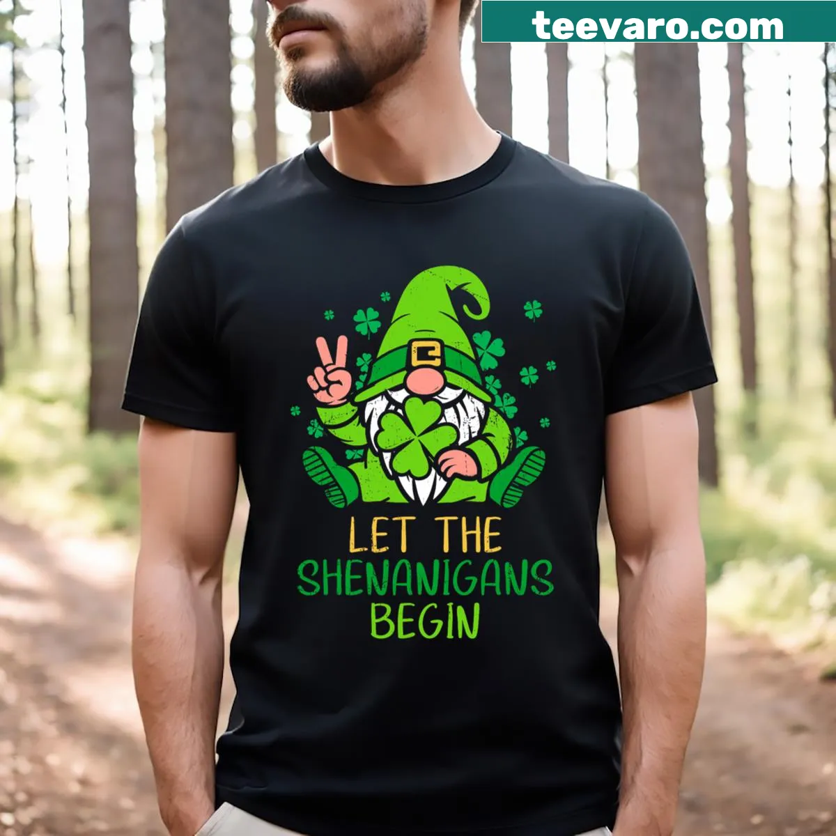 Cute St. Patrick's Day t-shirt with gnomes — on a men's t-shirt
