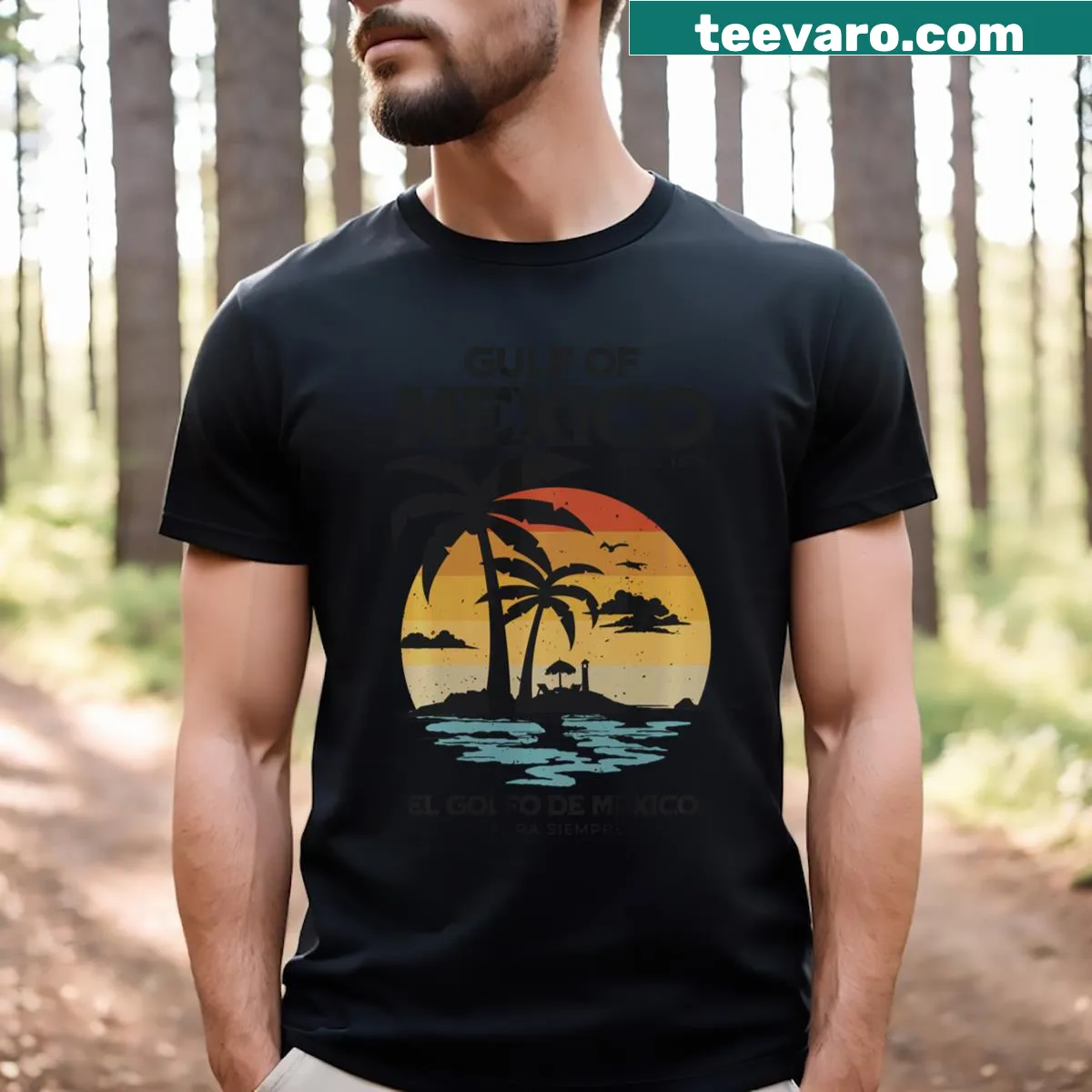 Retro Gulf Of Mexico Forever Since 1672 T-shirt with vintage design — on a men's t-shirt