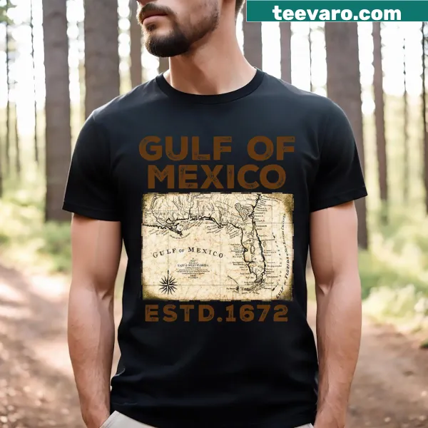 Funny Gulf of Mexico map design with USA flag illustration