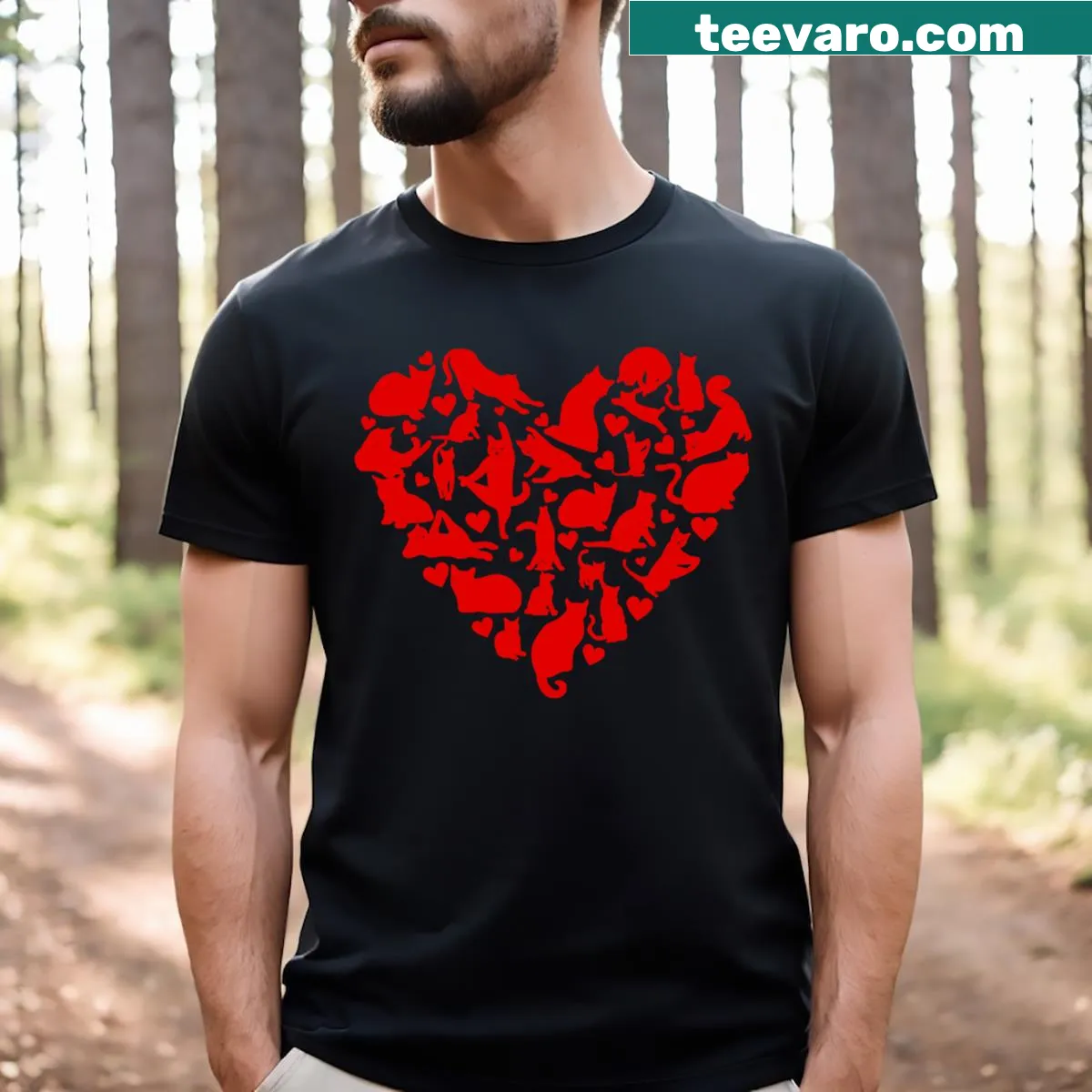Heartwarming cat graphic on girls Valentine's Day t-shirt — on a men's t-shirt