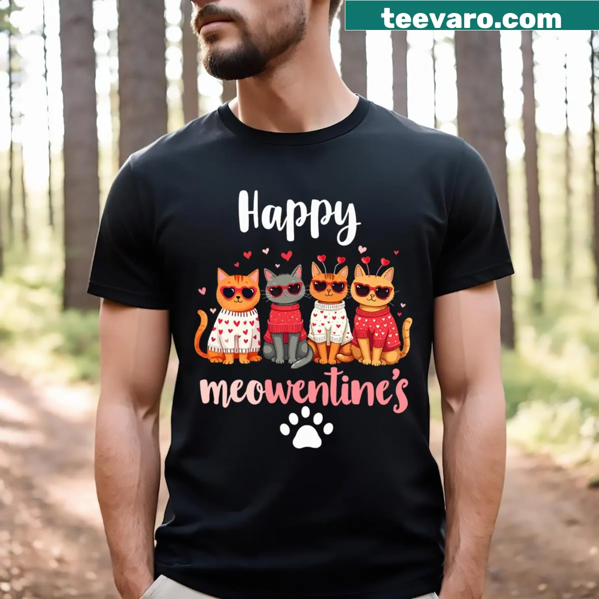 Cute cat illustrations on girls Valentine's Day t-shirt — on a men's t-shirt