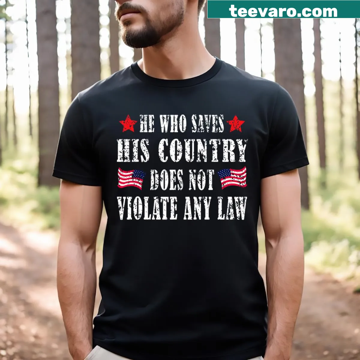 Inspirational typography on patriotic t-shirt — on a men's t-shirt