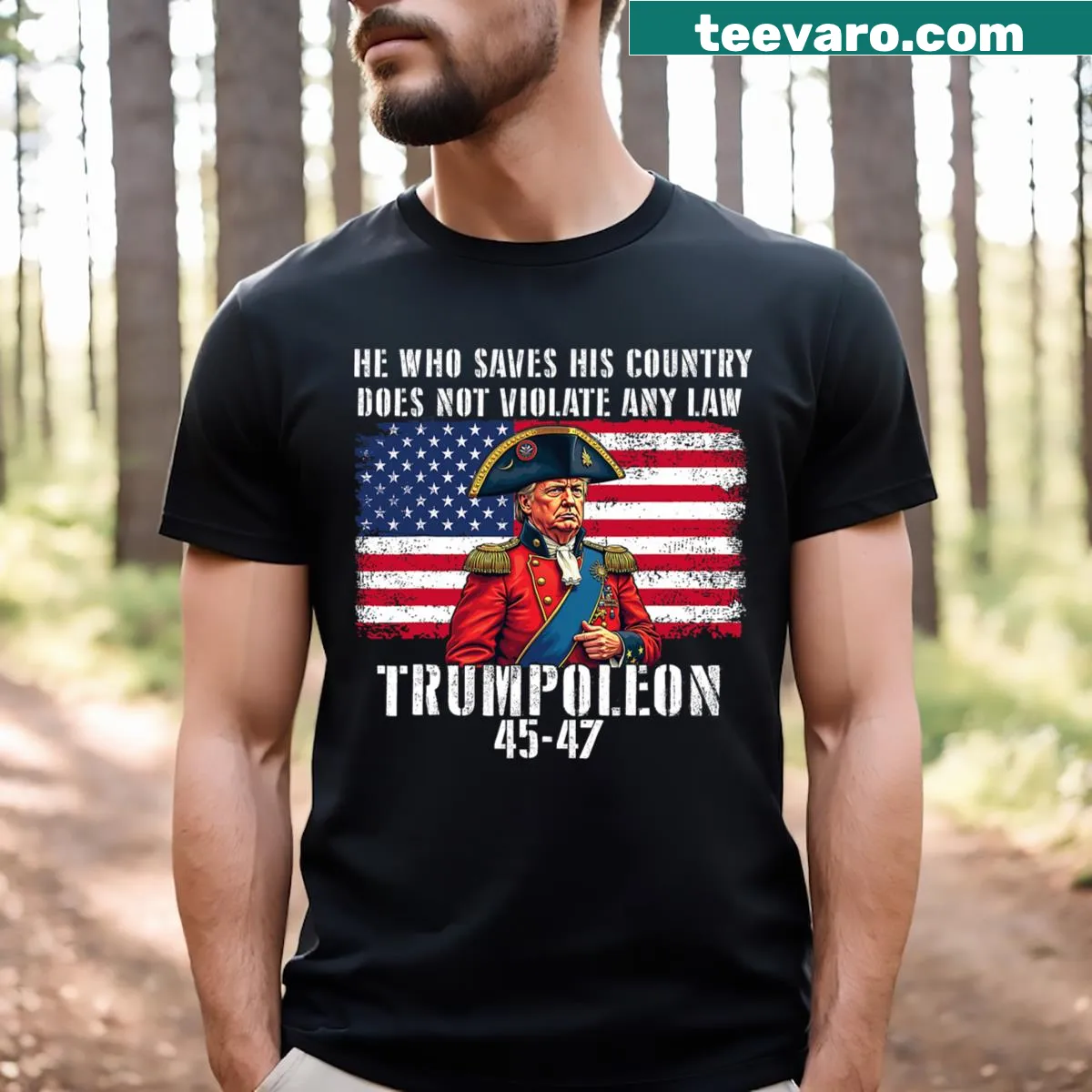 Inspirational quote by Napoleon on patriotism — on a men's t-shirt