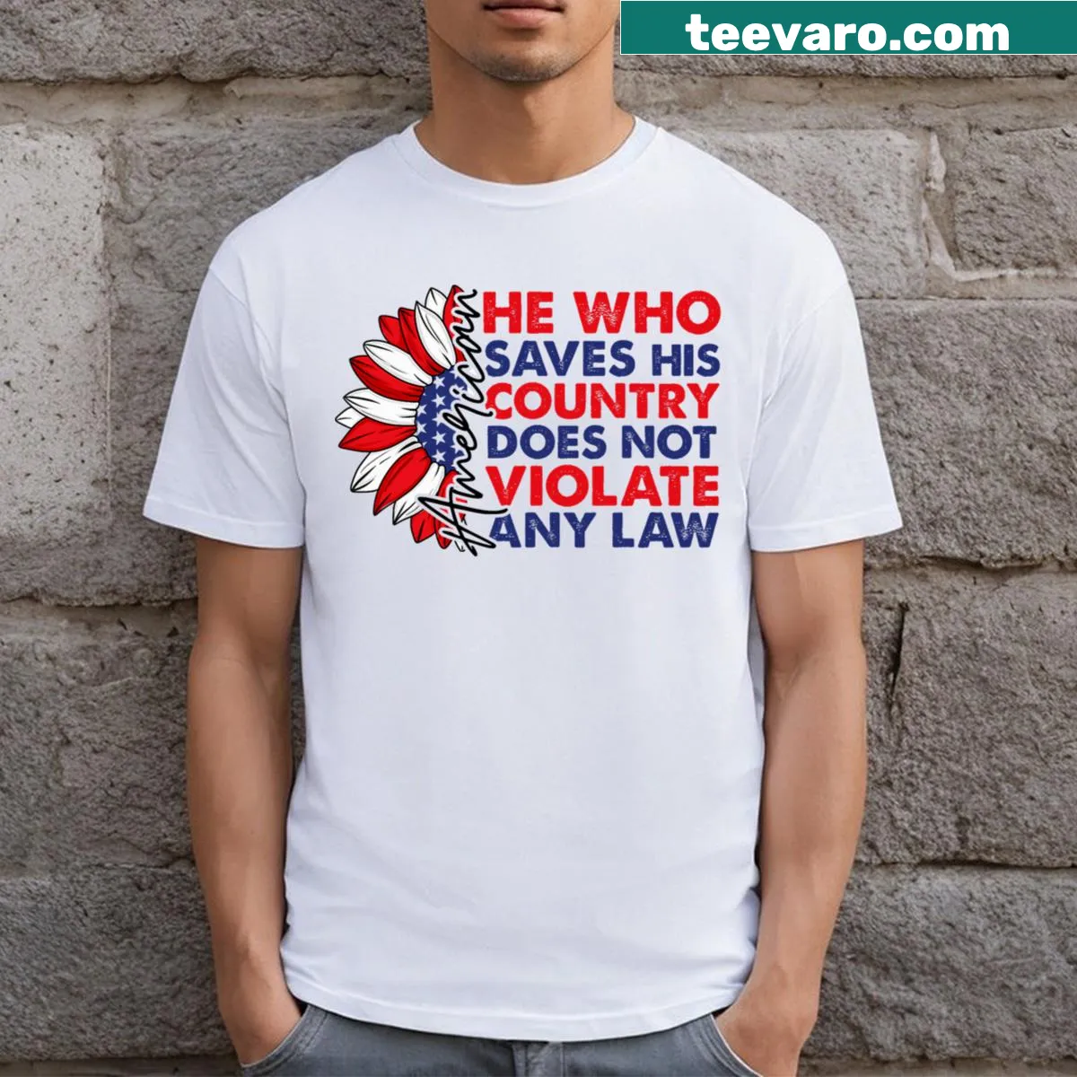 Patriotic quote on civic duty printed on T-shirt — on a men's t-shirt