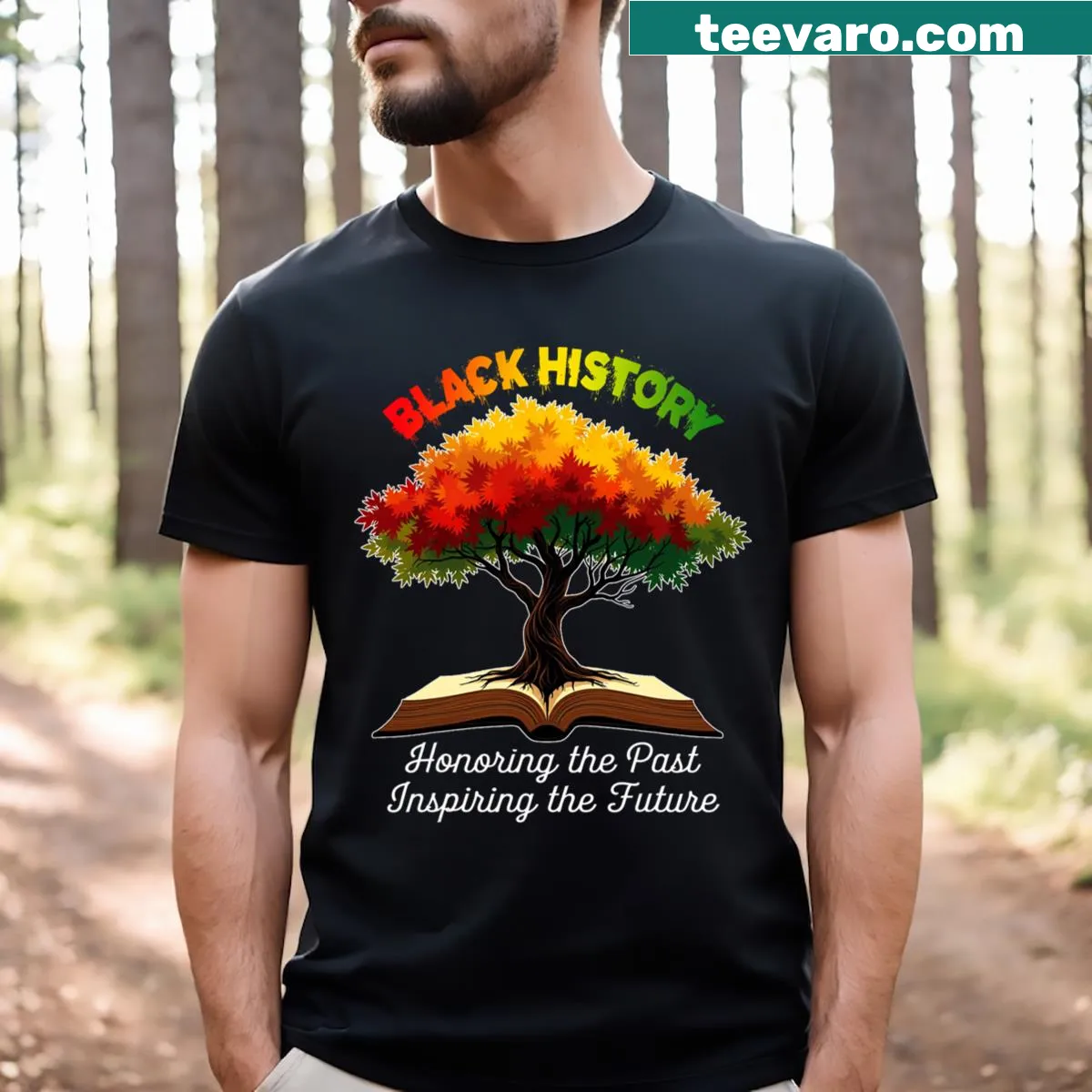 Black History Month T-shirt honoring the past and future — on a men's t-shirt