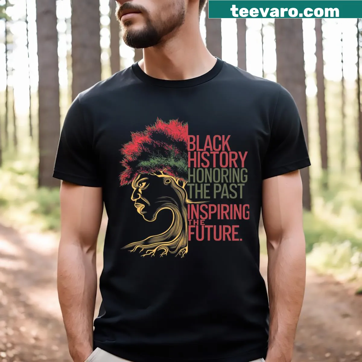 Text-based design: Honoring Past Inspiring Future Men Black History Month — on a men's t-shirt