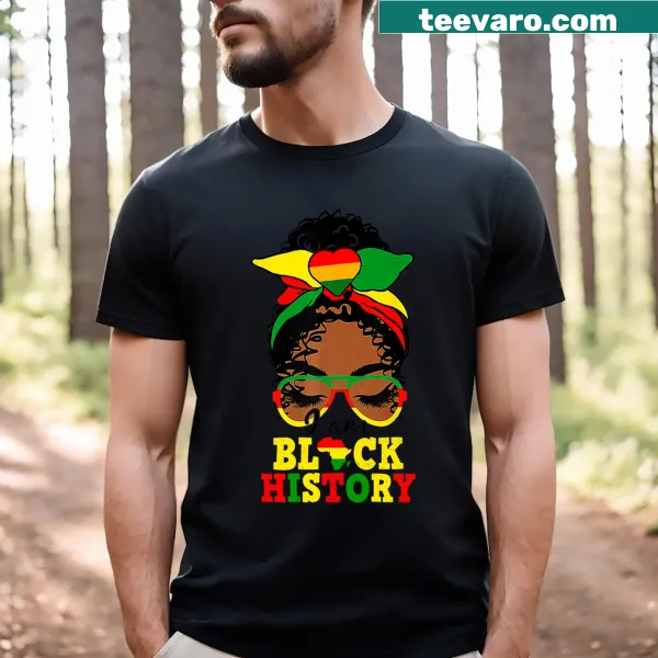 T-shirt celebrating Black History Month with bold text