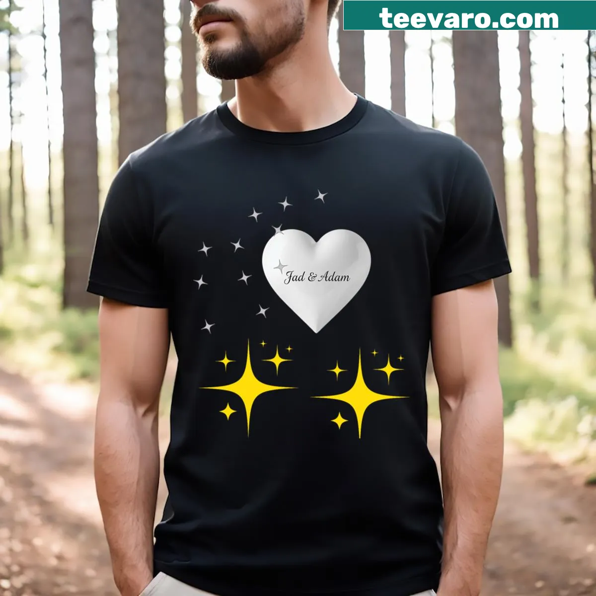 T-shirt illustrating the friendship between Jad and Adam — on a men's t-shirt