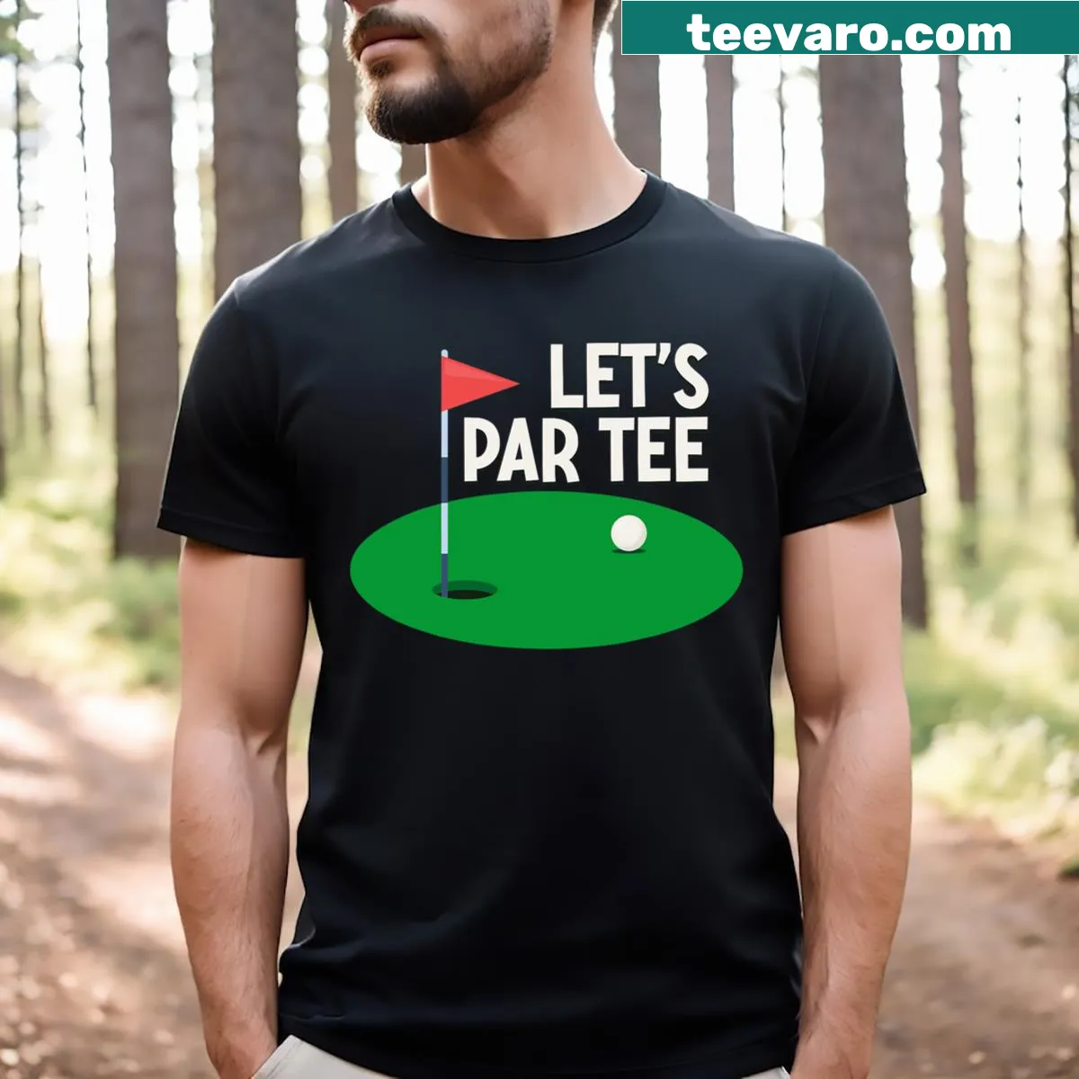 Funny golf-themed t-shirt with playful typography — on a men's t-shirt
