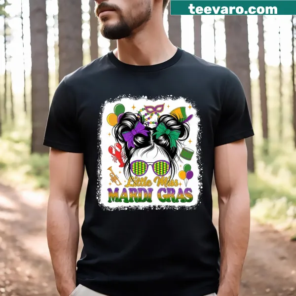 Cute cartoon design of a girl with messy bun for Mardi Gras