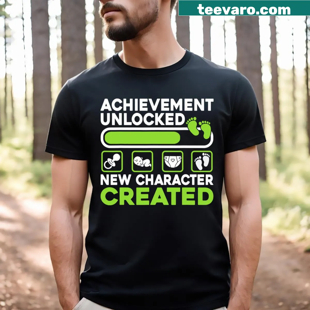 Pregnancy announcement T-shirt with whimsical design — on a men's t-shirt