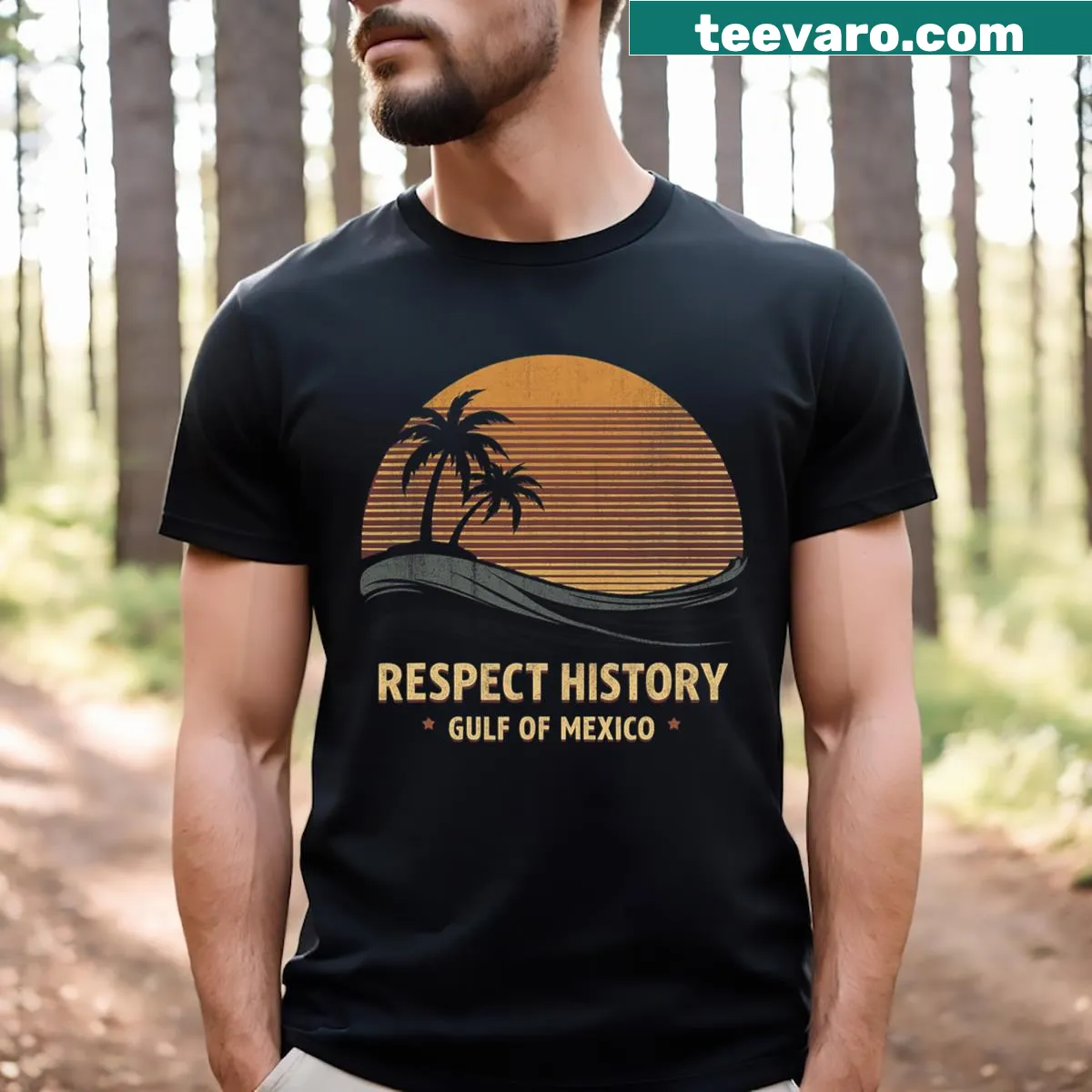 Vintage T-shirt celebrating Gulf Of Mexico history from 1672 — on a men's t-shirt