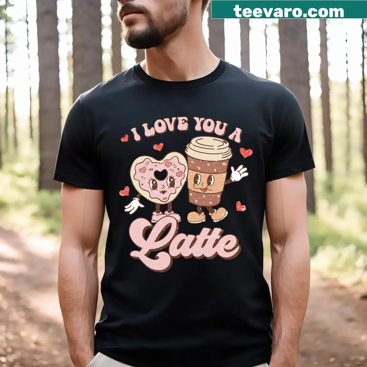 Valentines Day T-shirt with coffee pun for coffee lovers — on a men's t-shirt