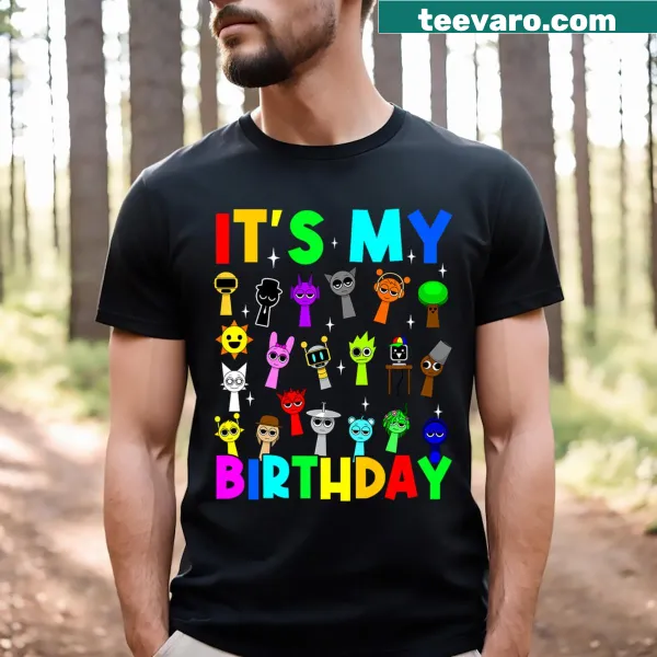 Funny kids' birthday t-shirt with cartoon lettering