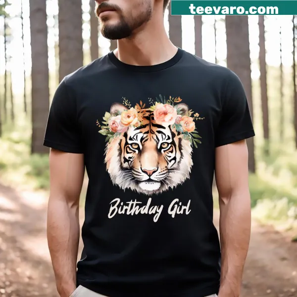 Cute birthday t-shirt featuring a tiger design for girls