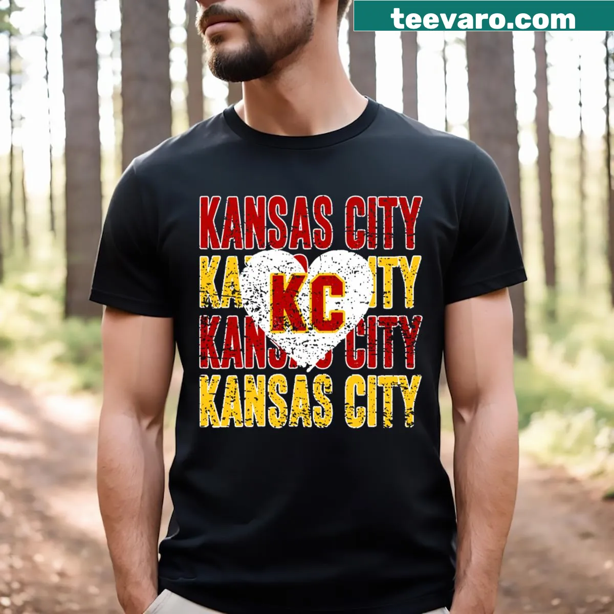 Personalized vintage Kansas City T-shirt featuring custom name. — on a men's t-shirt