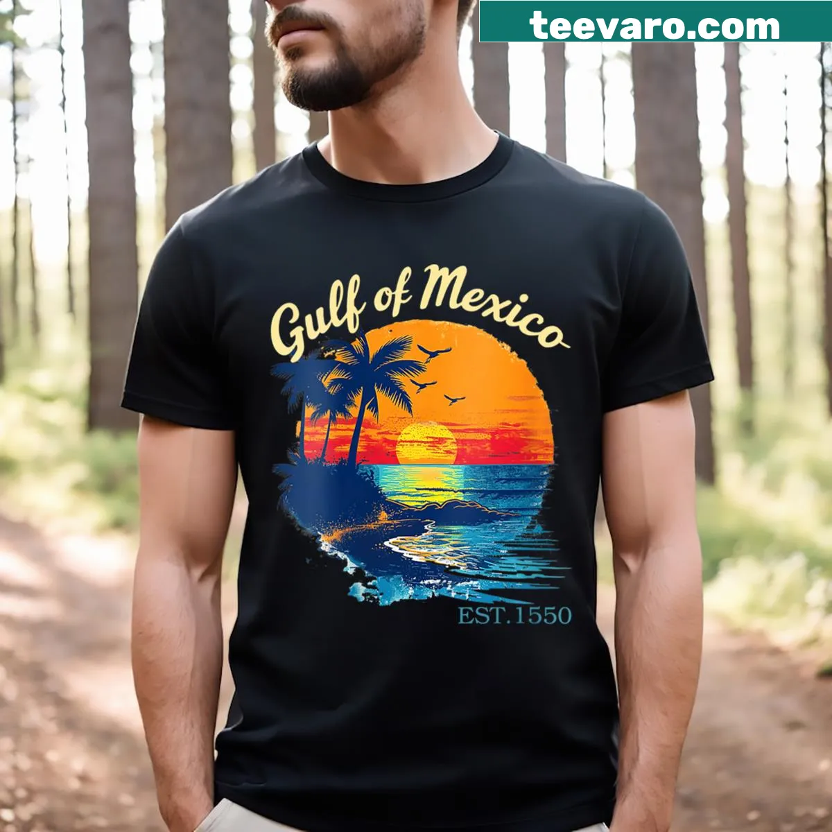 Vintage Gulf of Mexico t-shirt with establishment year — on a men's t-shirt