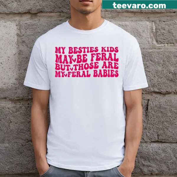 Funny t-shirt with the phrase about feral kids, designed for moms