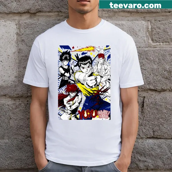 Anime T-shirt featuring Yusuke, Kuwabara, and Kurama characters