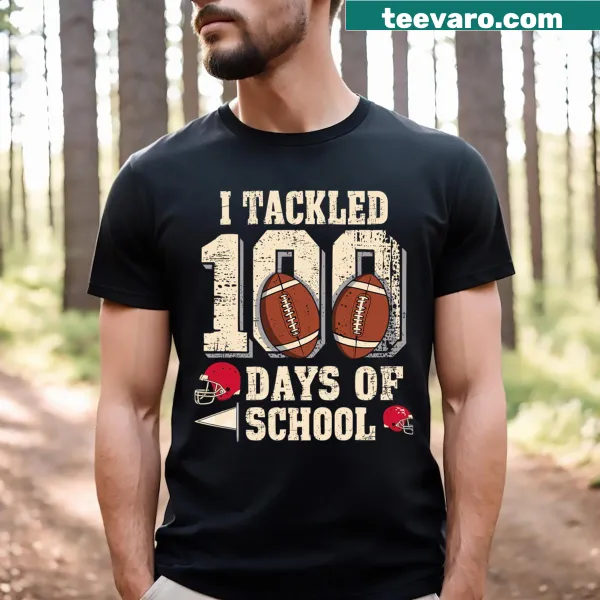 Football-themed 100 Days of School T-shirt for boys