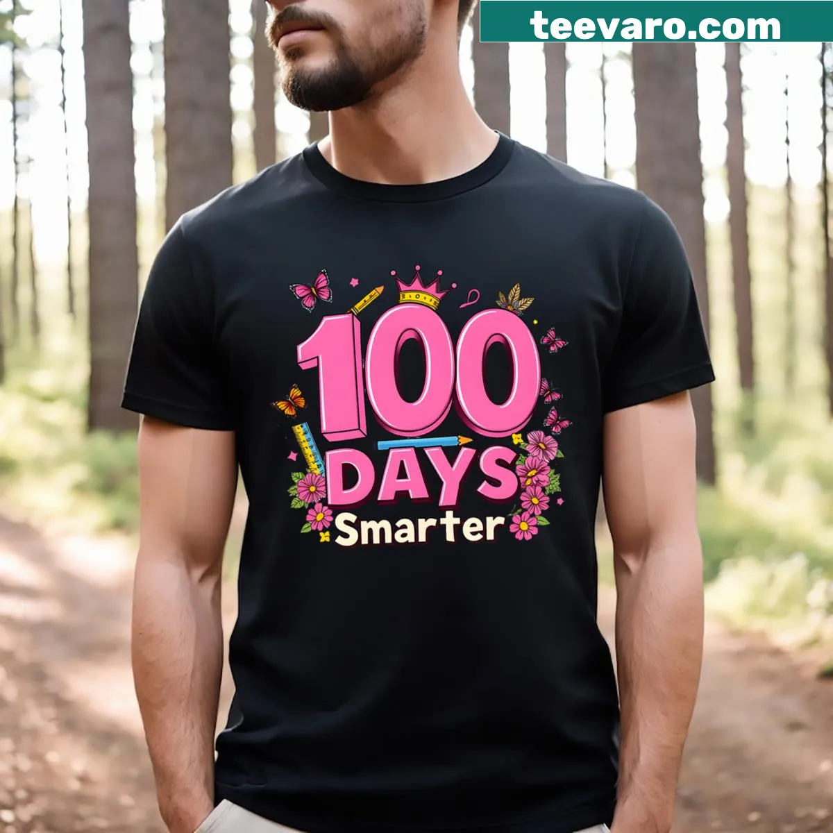 T-shirt for girls celebrating 100 Days Smarter in school — on a men's t-shirt