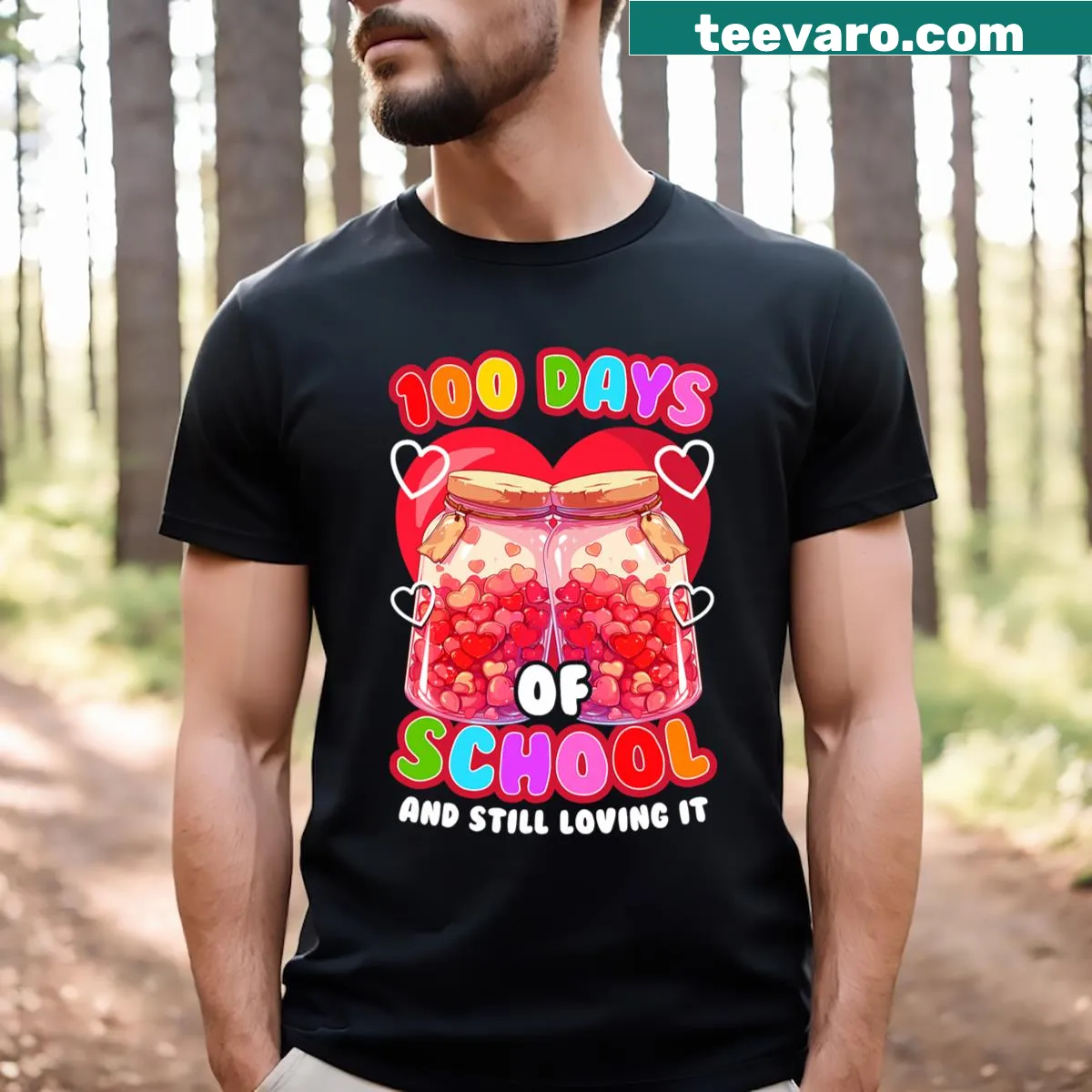 T-shirt celebrating 100 Days of School with a positive message — on a men's t-shirt