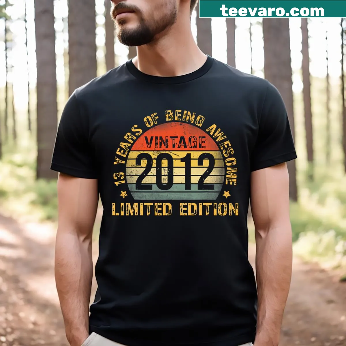 Celebratory 13th birthday design on t-shirt for boys — on a men's t-shirt