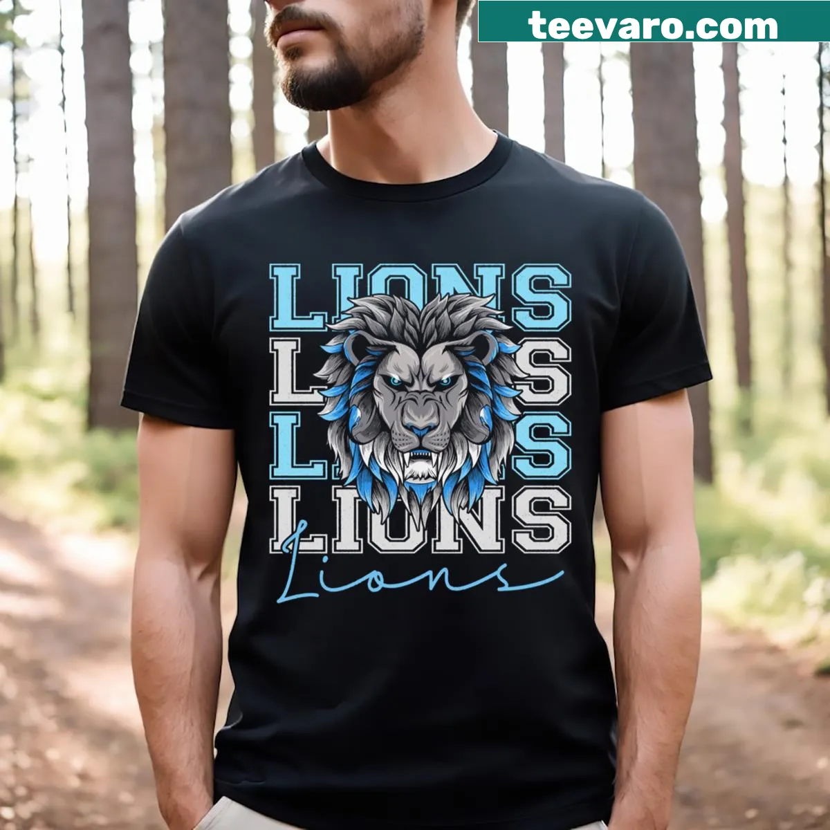 Vintage design featuring athletic lions in dynamic poses — on a men's t-shirt