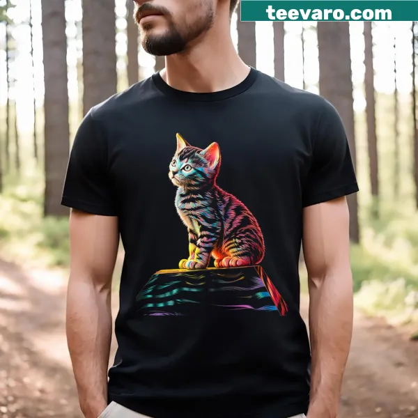 Abstract cat graphic t-shirt with playful design