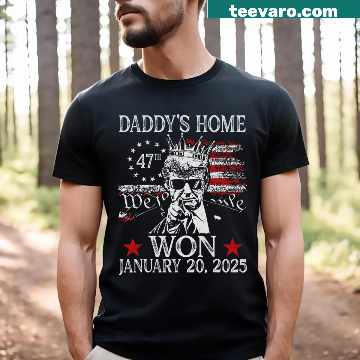 Trump Inauguration Day 2025 T-shirt with bold design — on a men's t-shirt