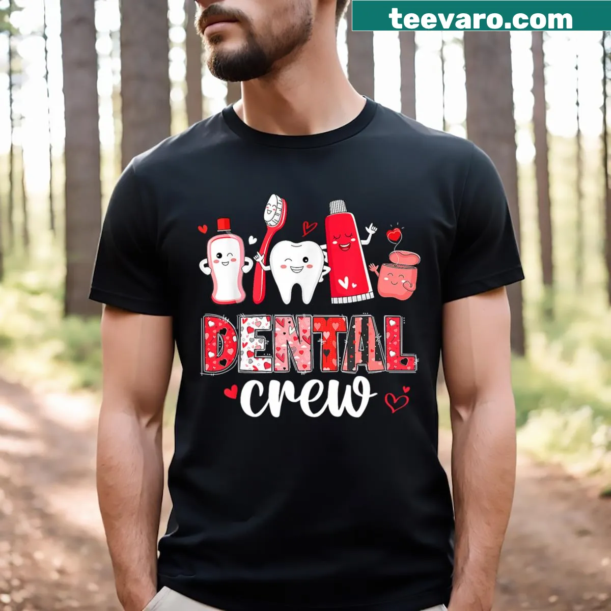 Valentine's Day T-shirt honoring dental assistants with playful typography. — on a men's t-shirt