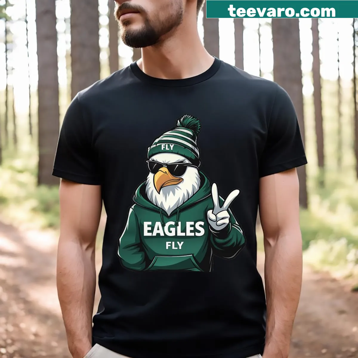 Vintage Eagles flying graphic T-shirt with a distressed design — on a men's t-shirt