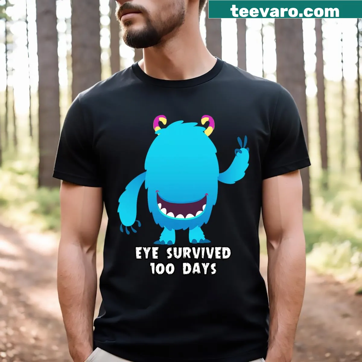Googly eye design for 100 days of school DIY project T-shirt — on a men's t-shirt