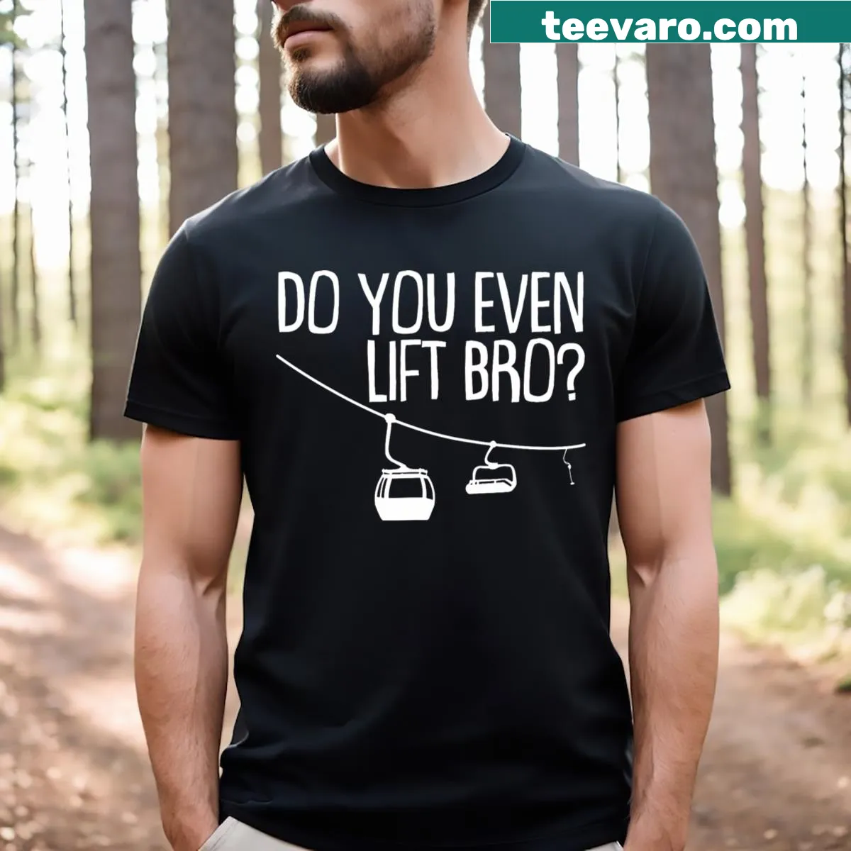 Humorous skiing and snowboarding design for men — on a men's t-shirt