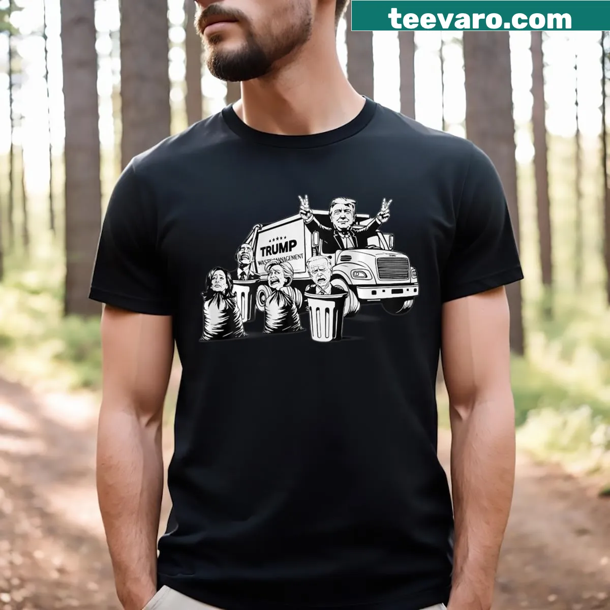 T-shirt with Trump Won slogan and truck graphics — on a men's t-shirt