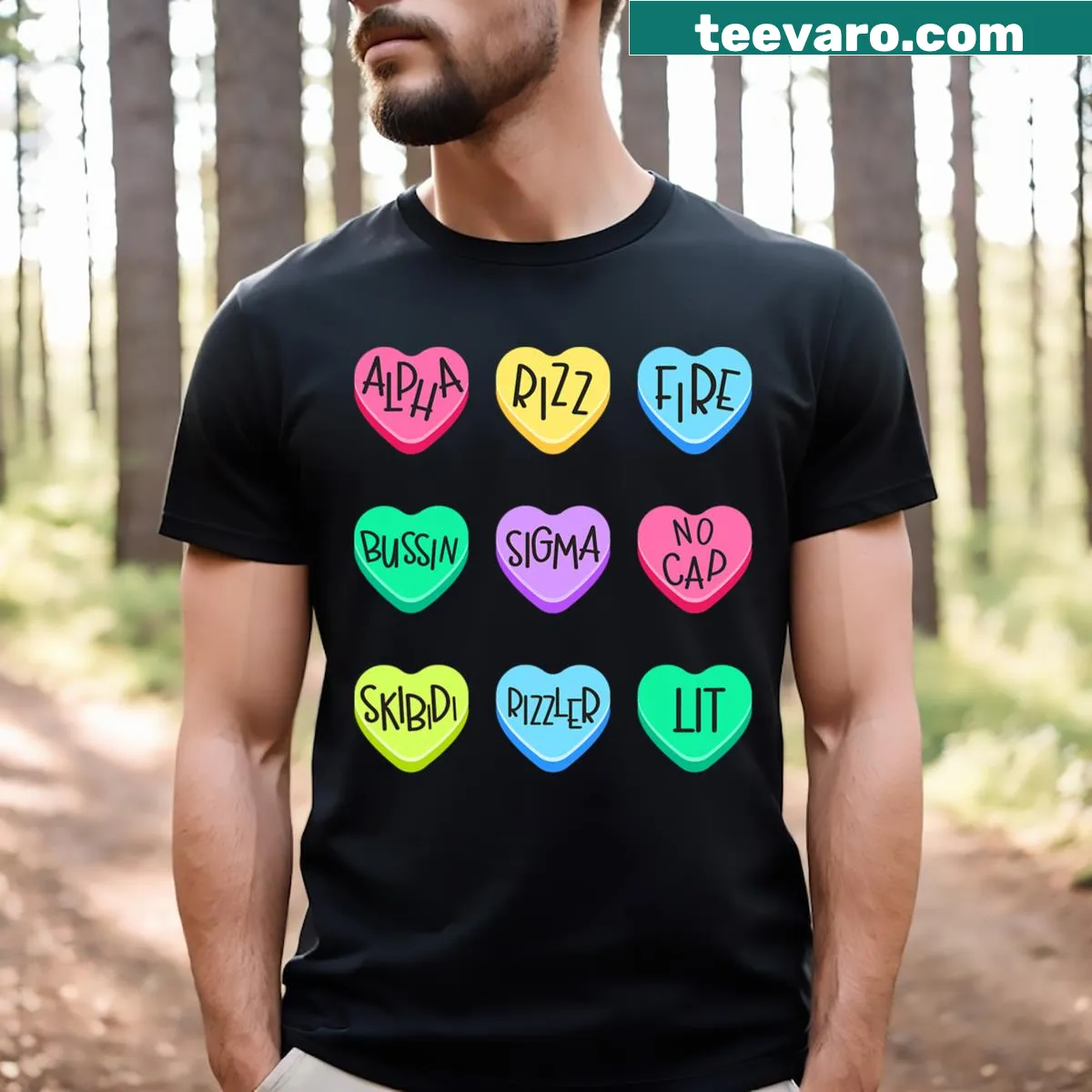 Funny Valentine's Day shirt with 'Rizz Sigma' text — on a men's t-shirt