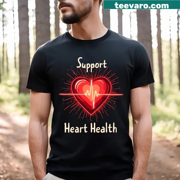 Glowing heart graphic with a message of heart health awareness