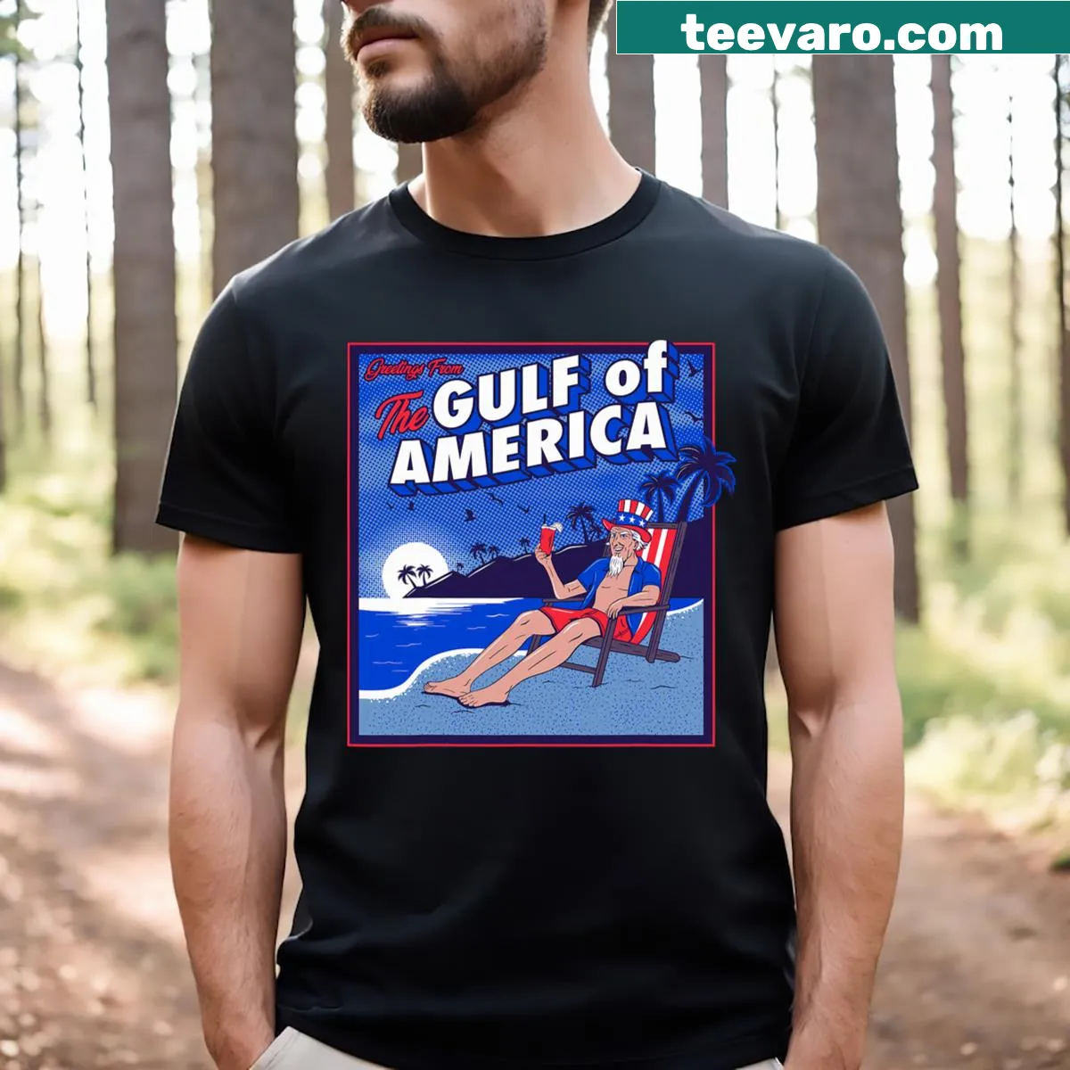 Illustrative patriotic Gulf greeting design on a T-shirt — on a men's t-shirt