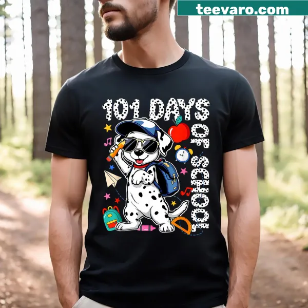 Cute dog graphic celebrating 101 days of school