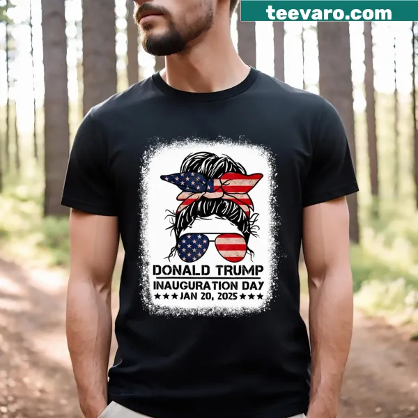 Funny T-shirt with messy bun girl graphic for Inauguration Day