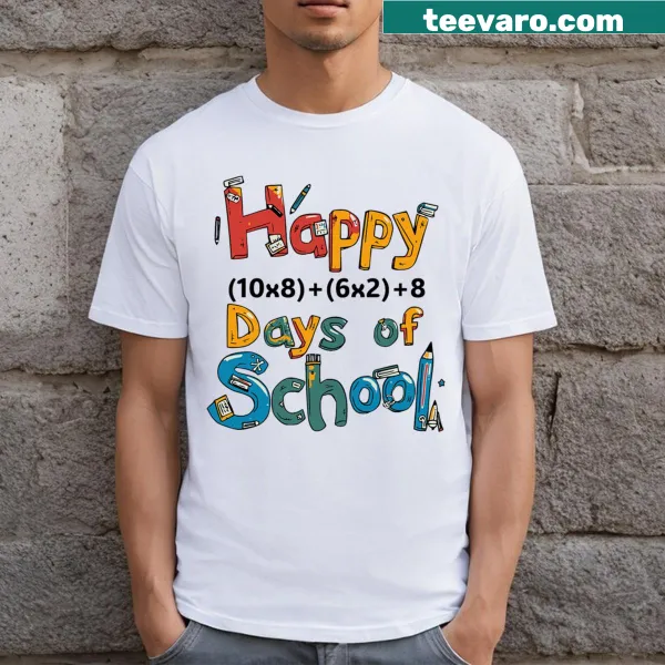 Math equation celebrating 100 days of school on a t-shirt