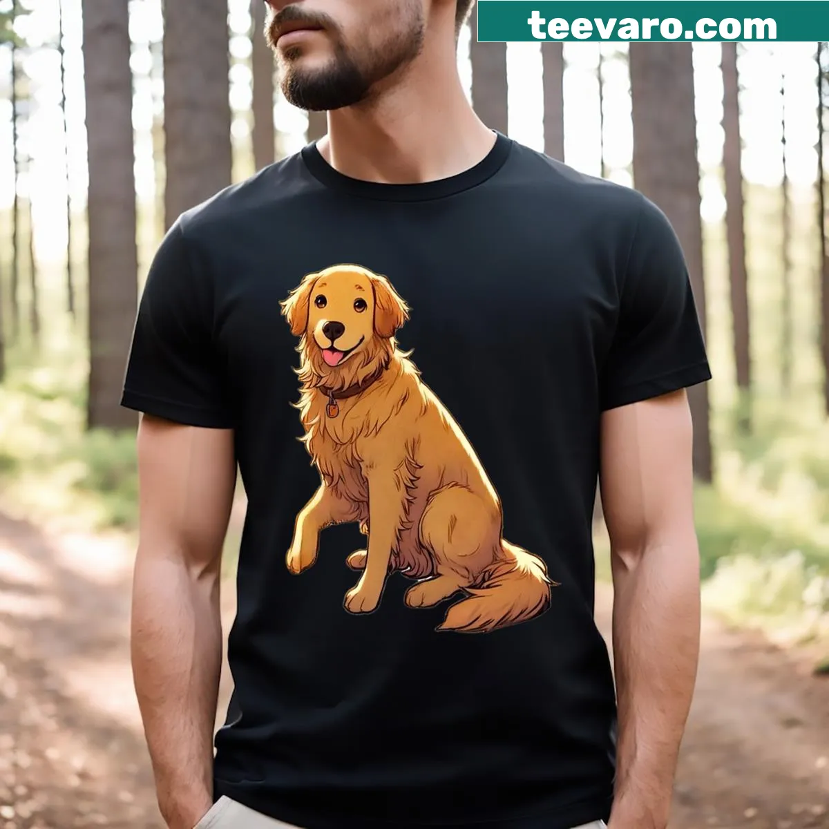Labrador Retriever T-shirt featuring playful illustration — on a men's t-shirt