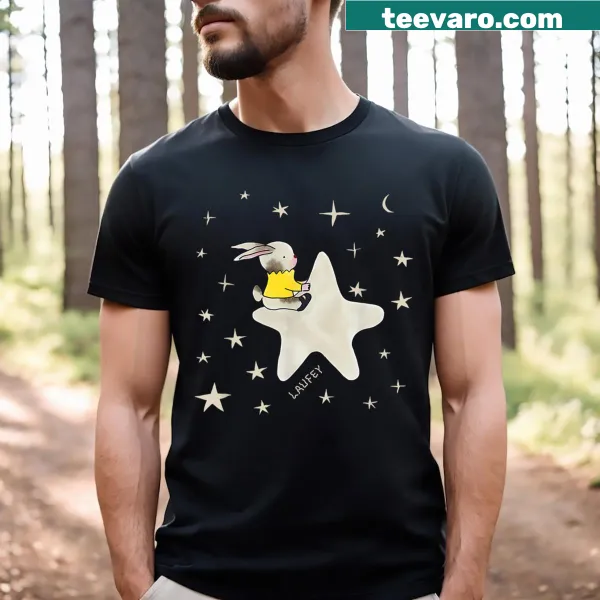 Cartoon bunny illustration on a kids' t-shirt