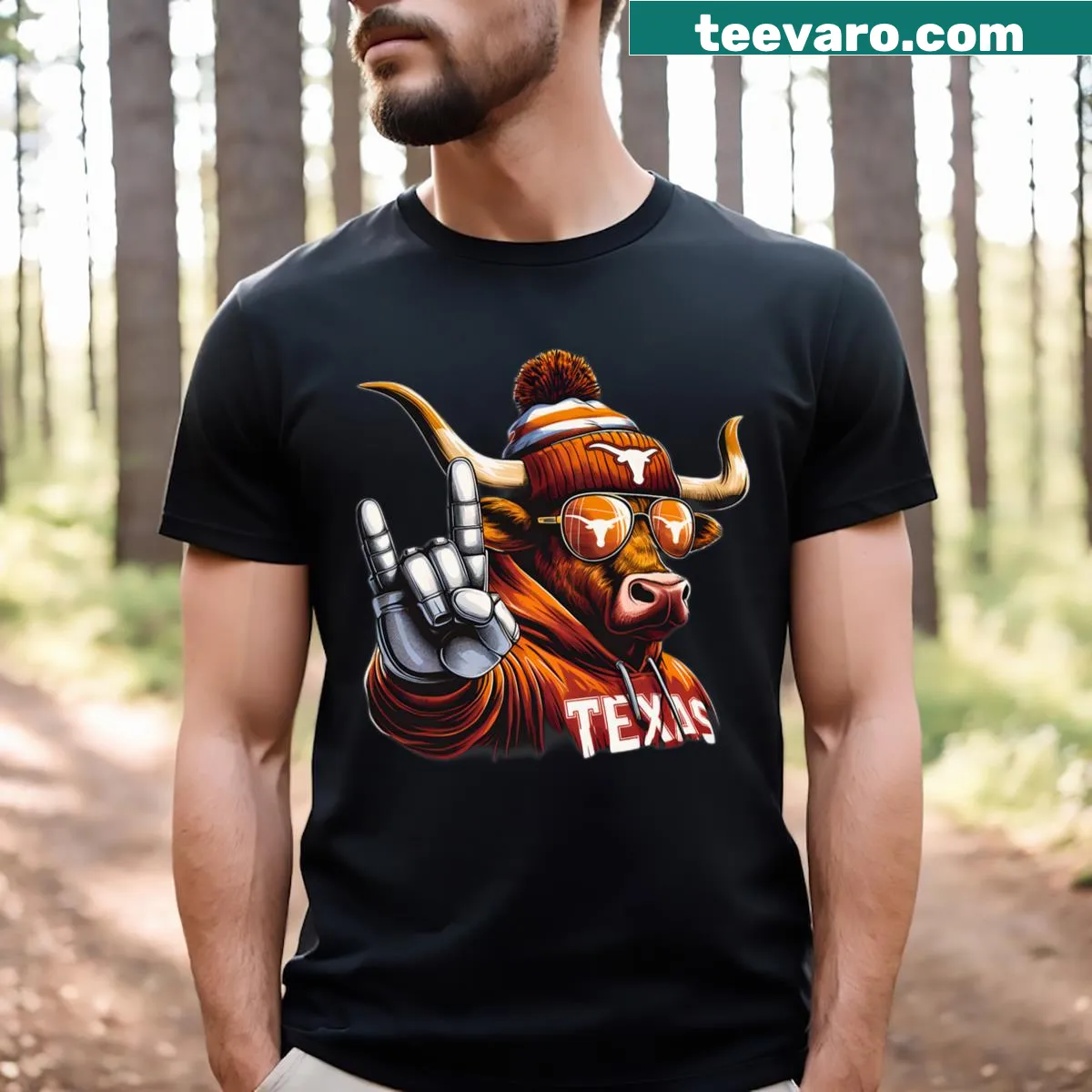 Toddler t-shirt featuring a longhorn bull illustration — on a men's t-shirt