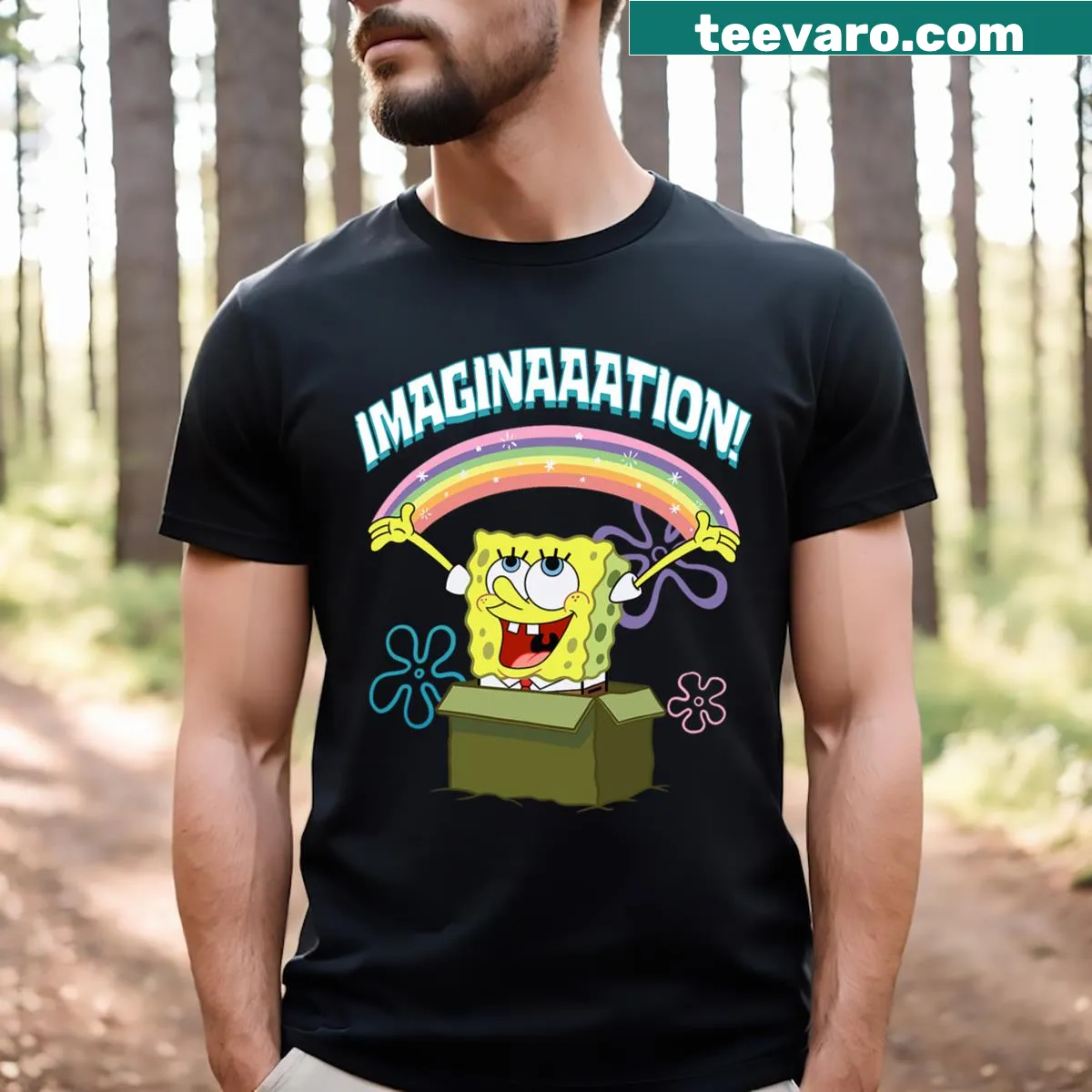 Funny Spongebob Squarepants graphic on T-shirt — on a men's t-shirt