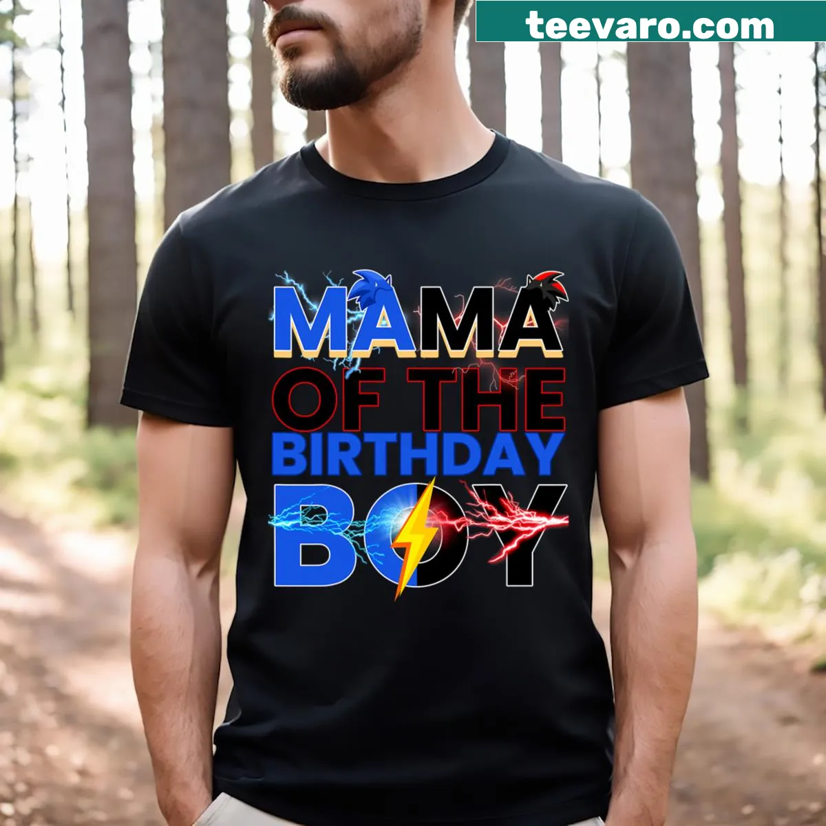 Cute hedgehog design for Mama of the Birthday Boy — on a men's t-shirt