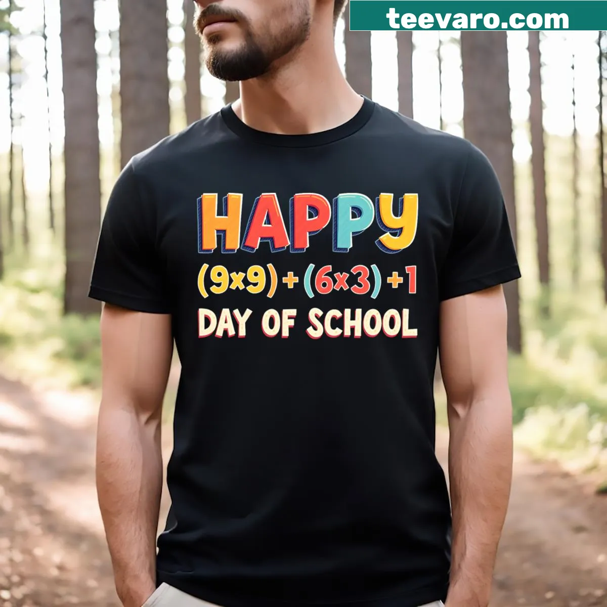 Math formula graphic T-shirt for 100th day of school — on a men's t-shirt