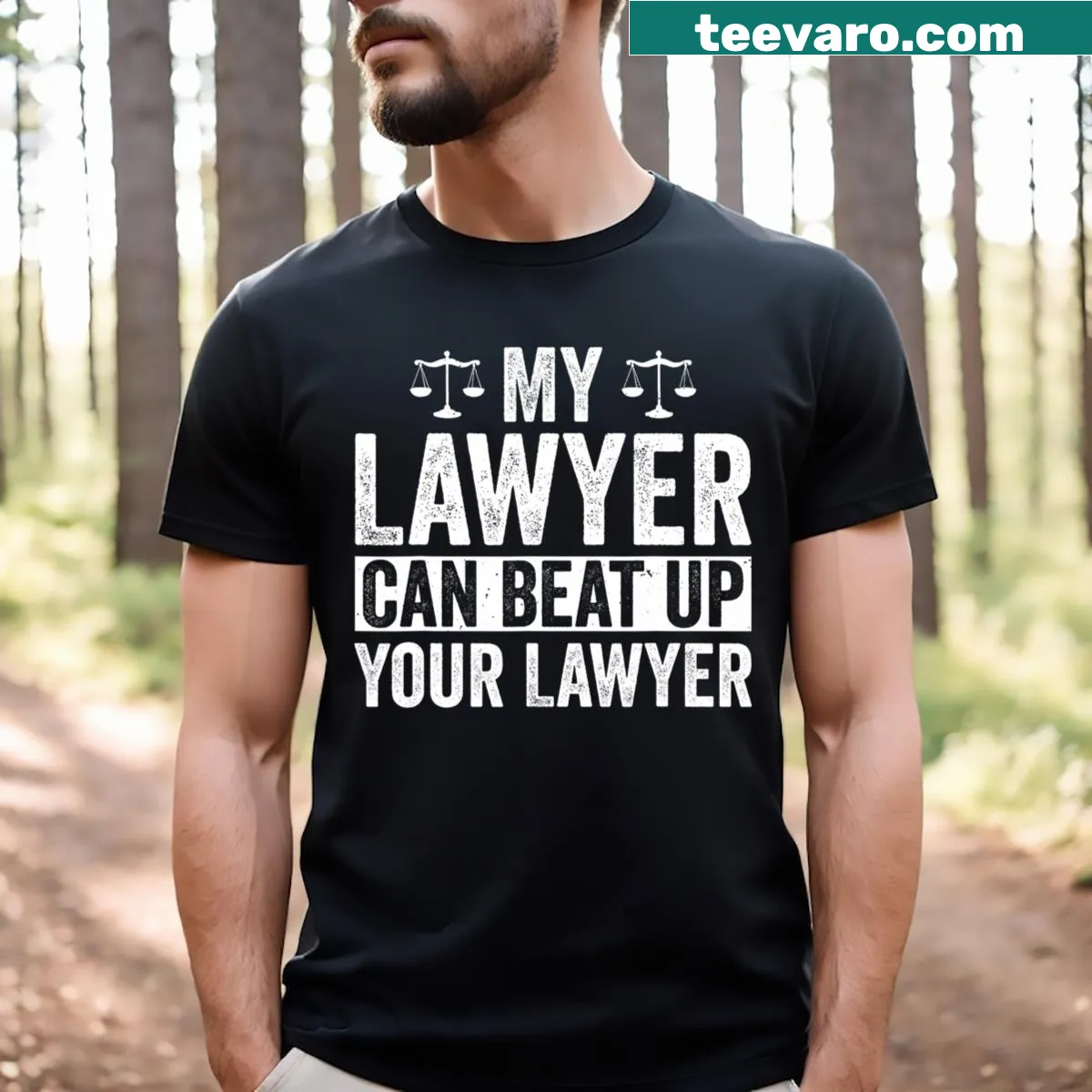 Humorous T-shirt for lawyers with a fun graphic — on a men's t-shirt
